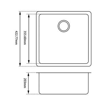 422x422x203mm - White Stone Kitchen Sink - Nuvio - WH4242.KS - Sink