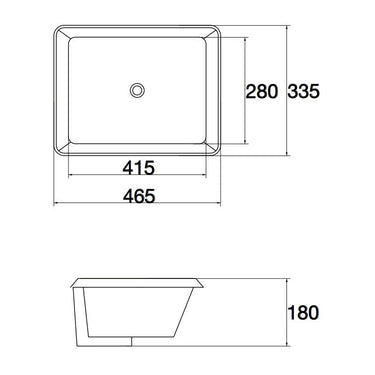 465x335x180mm - Undermount Basin - Matte White - Nuvio - CLA - UM - 465 - MW - Basin