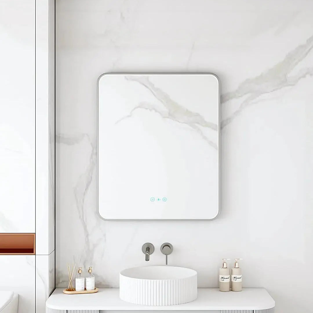 Maia LED Rectangular Mirror 600*750*45mm with Metal Frame — Gunmetal