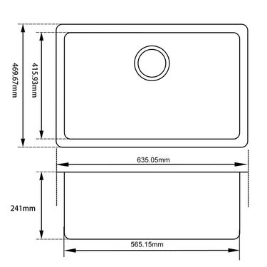 635x469x241mm - White Stone Kitchen Sink - Nuvio - WH6347.KS - Sink