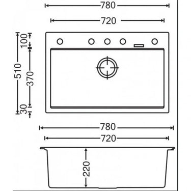 780x510x220mm - White Granite Kitchen Sink - Nuvio - WH7851.KS - Sink