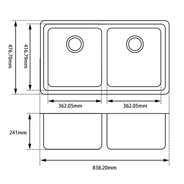 838x476x241mm - WhiteStone Kitchen Sink - Nuvio - WH8347.KS - Sink