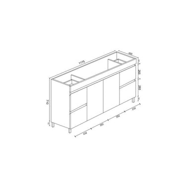 BIANCA 1200mm PVC Freestanding Vanity - Nuvio - BIP - 120L - GWTOP120 - Vanity