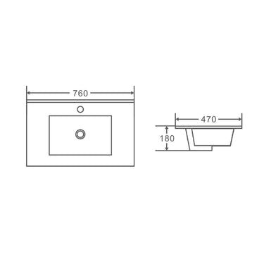 BIANCA 750mm PVC Wall - Hung Vanity - Nuvio - BIP - 75W(L/R) - GWTOP75 - Vanity