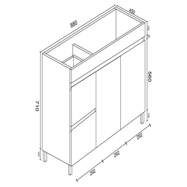 BIANCA 900mm PVC Freestanding Vanity - Nuvio - BIP - 90L(L/R) - GWTOP90 - Vanity