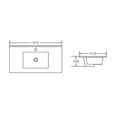 BIANCA 900mm PVC Wall - Hung Vanity - Nuvio - BIP - 90W(L/R) - GWTOP90 - Vanity