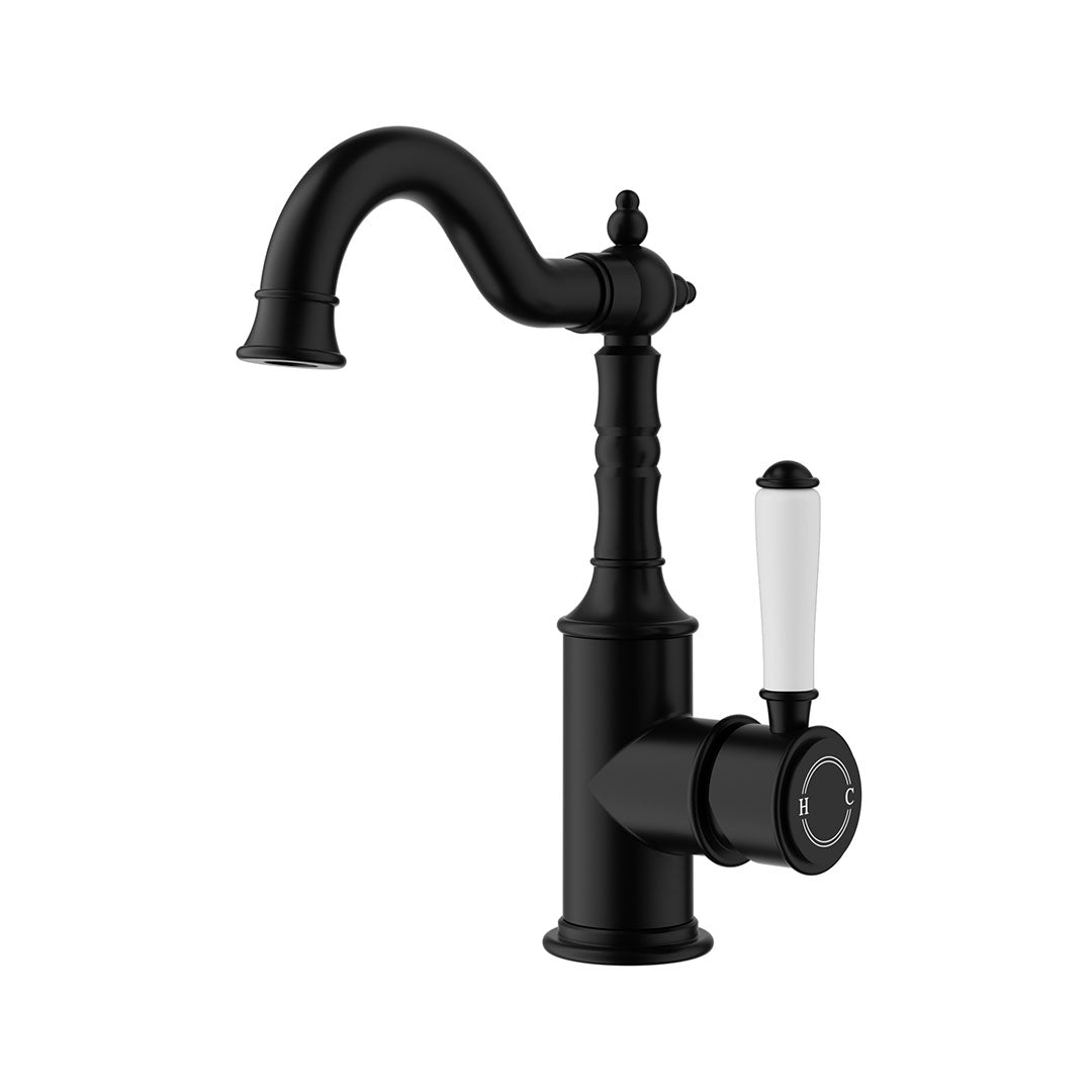 Clasico Basin Mixer With Ceramic Handle — Matte Black