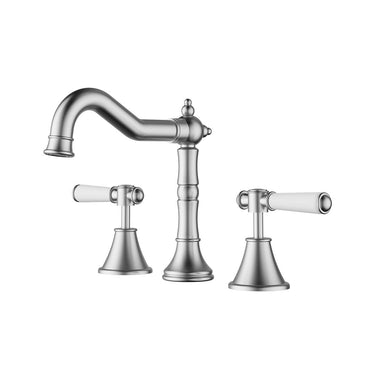 Clasico Basin Set With Ceramic Handle -Brushed Nickel- Nuvio-PCK90NZ04A-BN-Basin Mixer