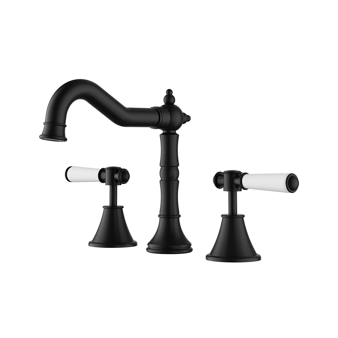 Clasico Basin Set With Ceramic Handle — Matte Black