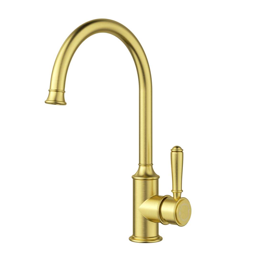 Clasico Sink Mixer Gooseneck — Brushed Gold