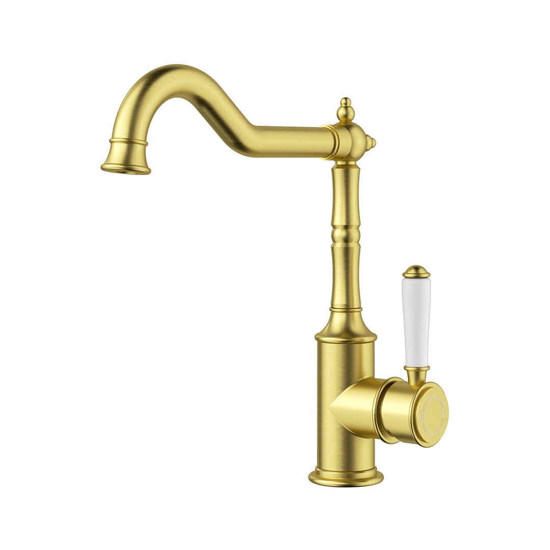 Clasico Sink Mixer With Ceramic Handle — Brushed Gold