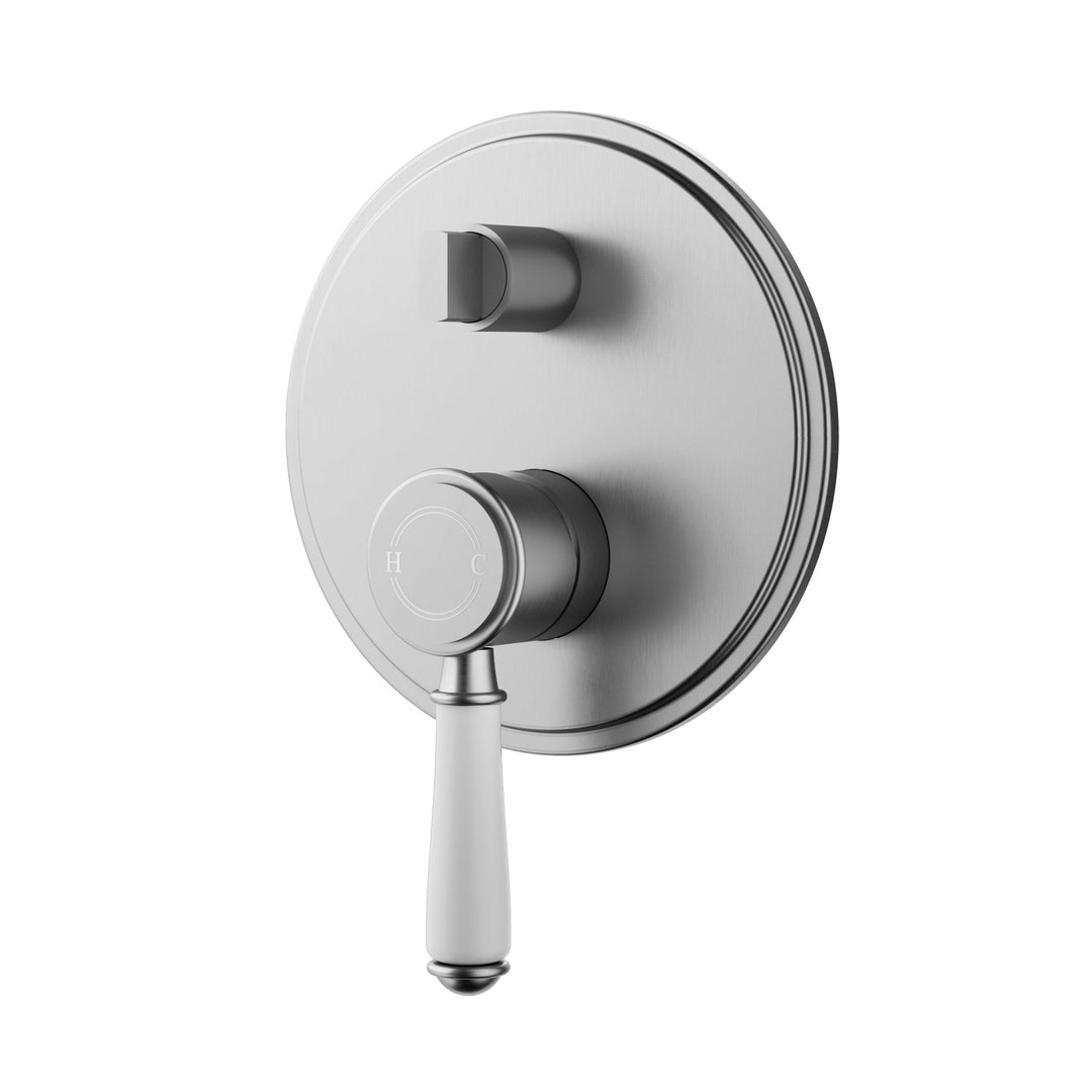 Clasico Wall Mixer With Diverter Trim Kit With Ceramic Handle — Brushed Nickel