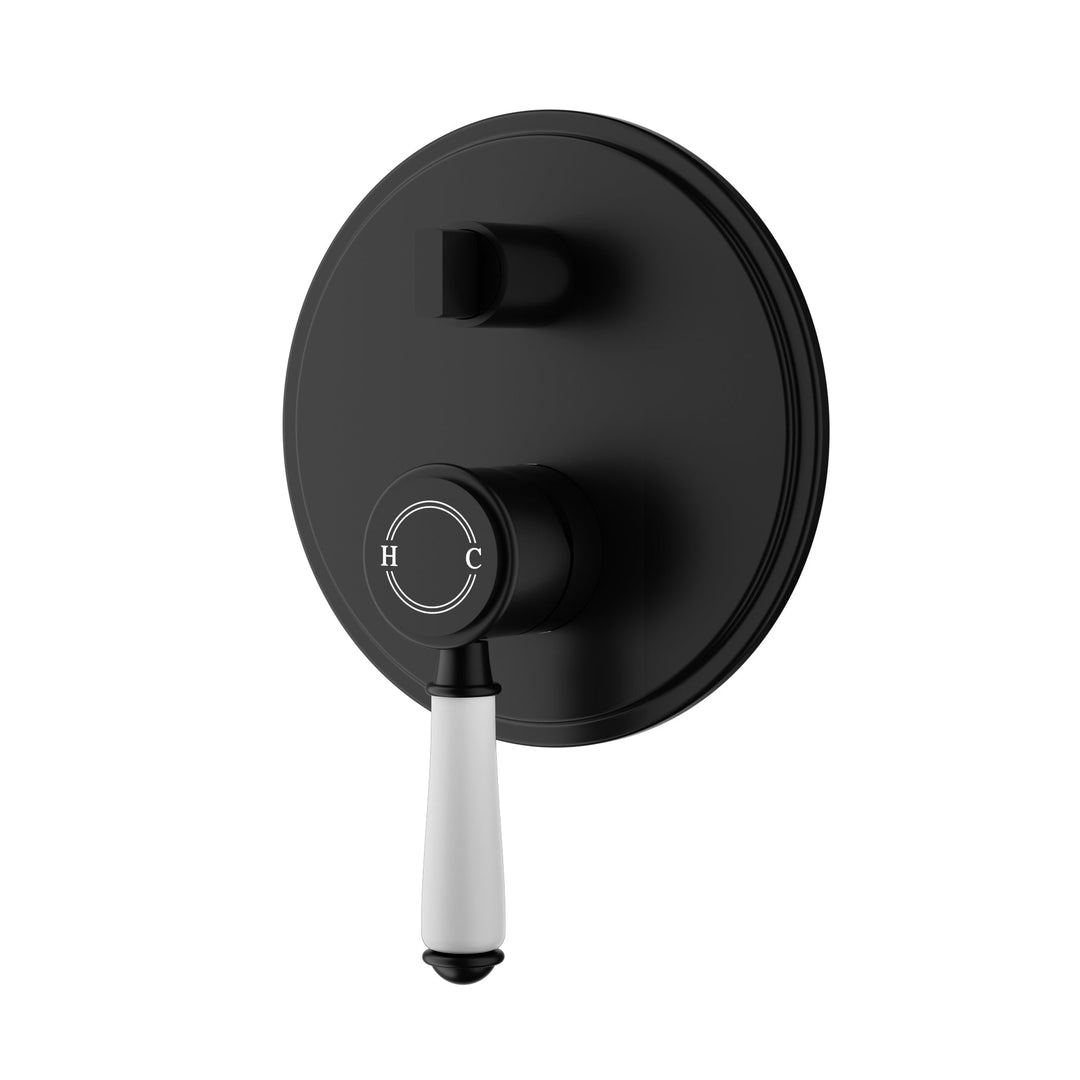 Clasico Wall Mixer With Diverter Trim Kit With Ceramic Handle — Matte Black