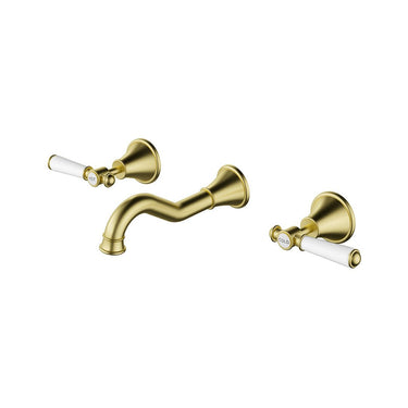 Clasico Wall Set With Ceramic Handle -Brushed Gold- Nuvio-PCK90NZ01A-BG-Basin Mixer