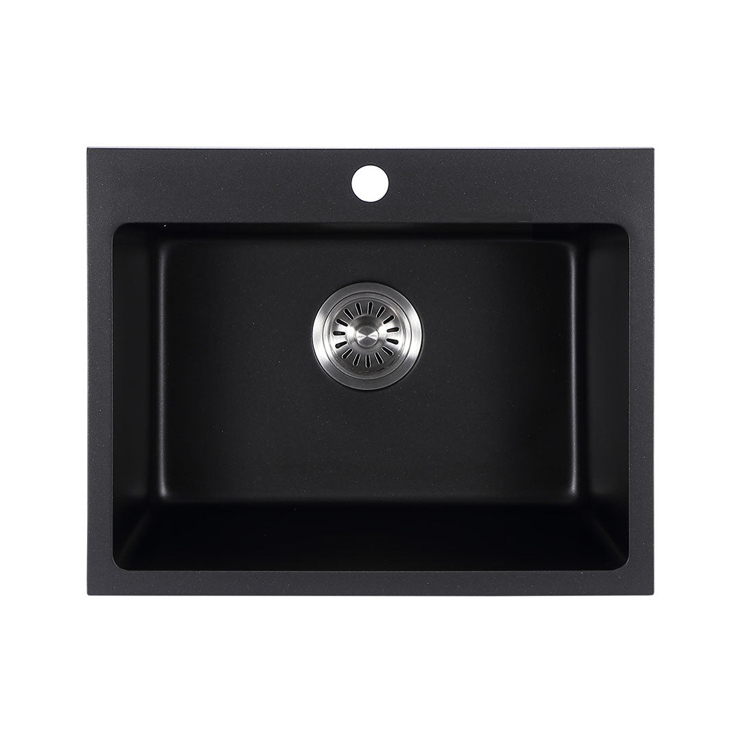 Cora 550mm Black Granite Sink With Taphole — Default Title
