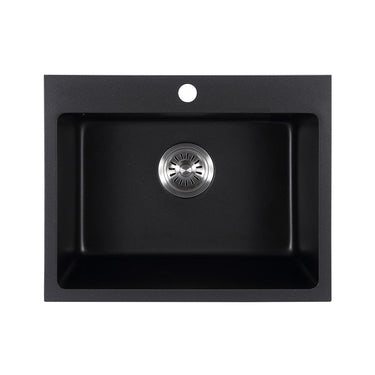 Cora 550mm Black Granite Sink With Taphole - Nuvio - PGR5544 - MB - 