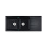 Cora Black Granite Sink Double Bowl With Drainer - Nuvio - PGR11650D - MB - 