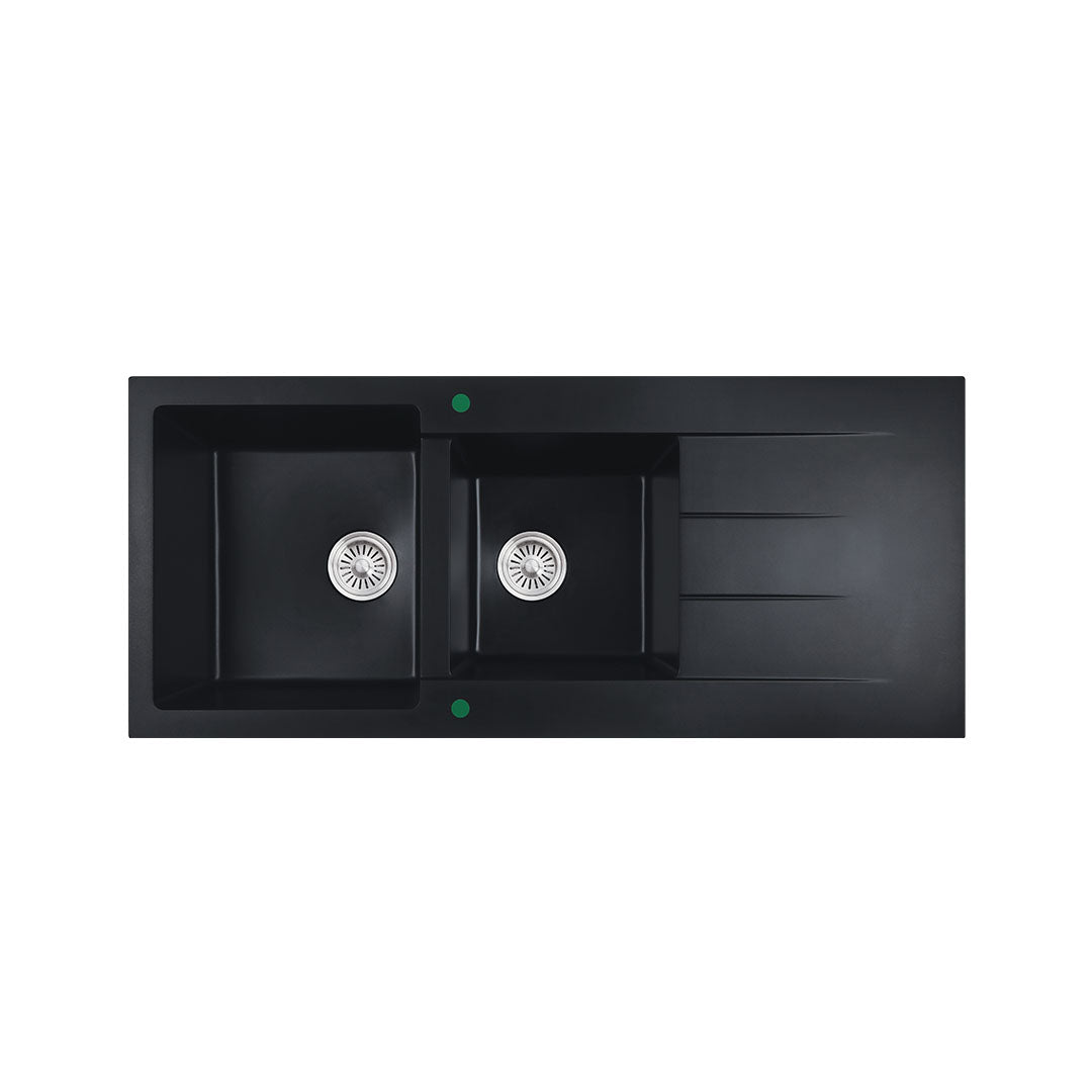 Cora Black Granite Sink One & Half Bowl With Drainer — Default Title