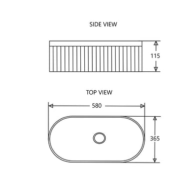 Counter Top Fluted Oval Basin - Matte White - Nuvio - CO - 58 - MW - Basin