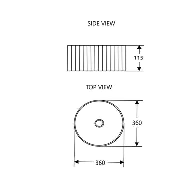 Counter Top Fluted Round Basin - Matte White - Nuvio - CO - 36 - MW - Basin