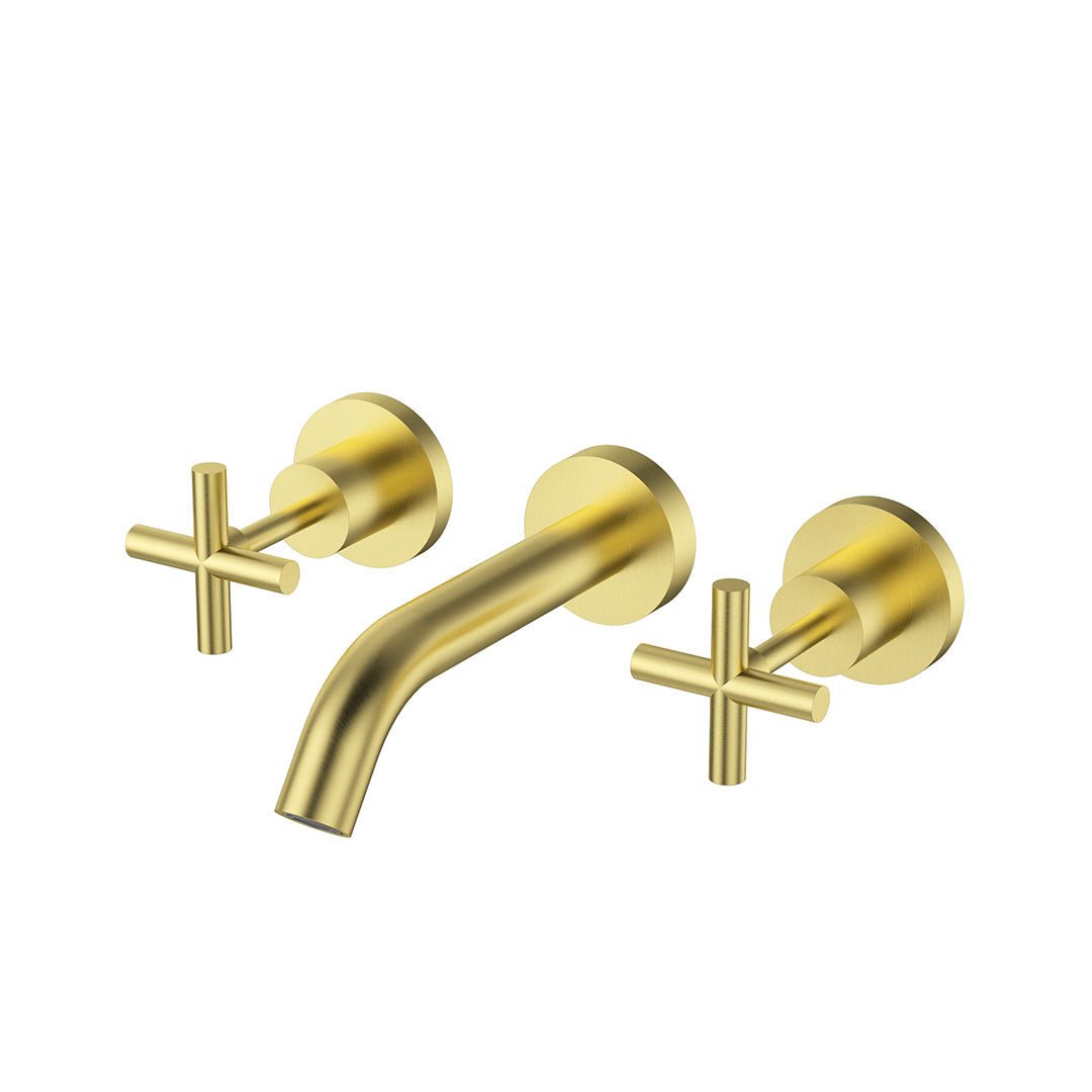 Cross Wall Assemblies with Spout — Brushed Gold