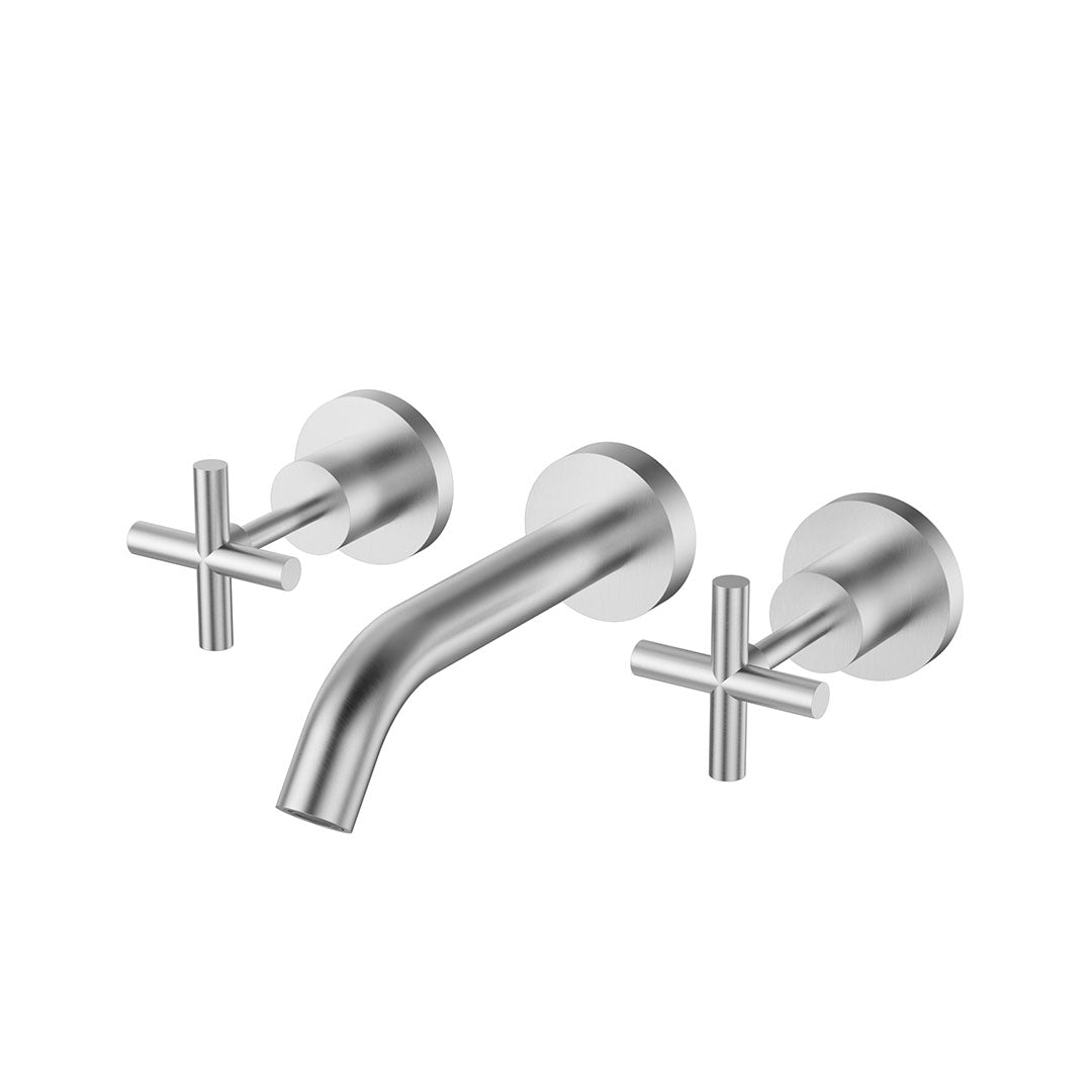 Cross Wall Assemblies with Spout — Brushed Nickel