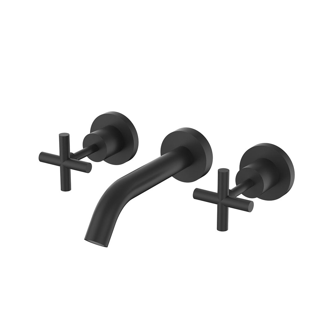 Cross Wall Assemblies with Spout — Matte Black