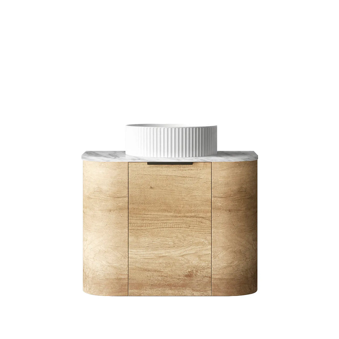 Bondi Vanity - Natural Oak — 600mm / Cloudy Carrara Top