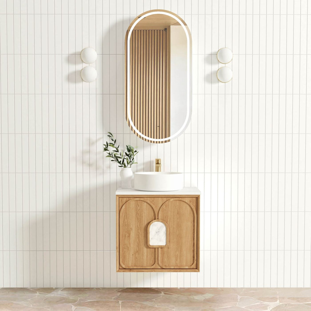 Laguna Vanity - Natural American Oak — 600mm / Ceramic Top