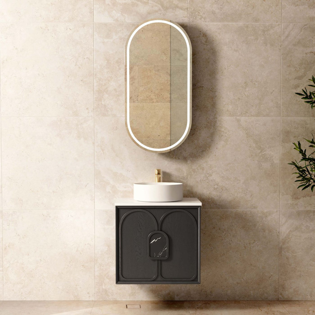 Laguna Vanity - Black American Oak — 600mm / Ceramic Top