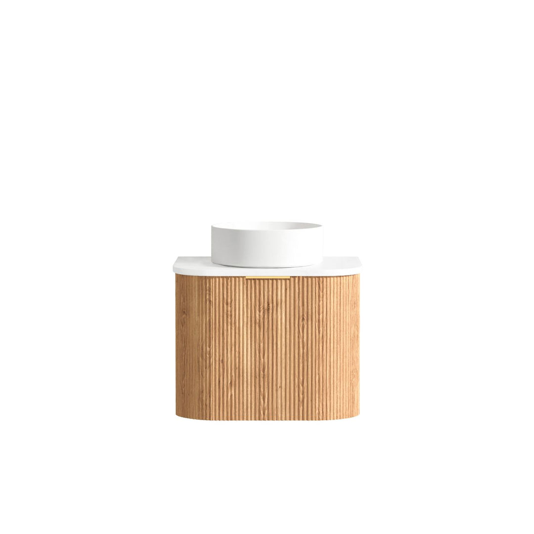 Bondi Vanity - Fluted - Woodland Oak — 600mm / Cloudy Carrara Top