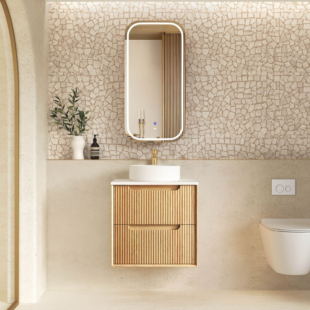 Byron Fluted - Woodland Oak — 600mm / Ceramic Top