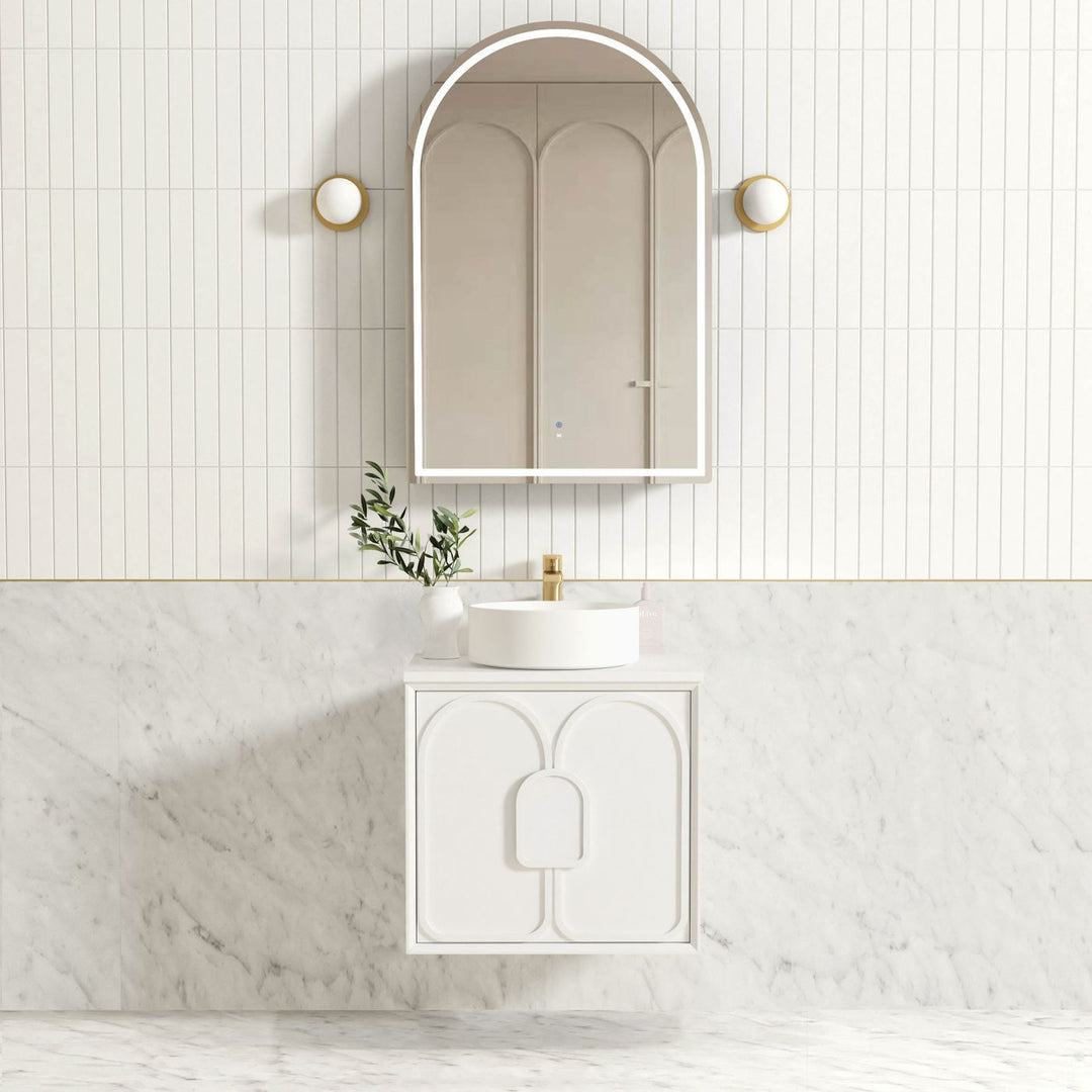 Laguna Vanity - Matte White — 600mm / Ceramic Top