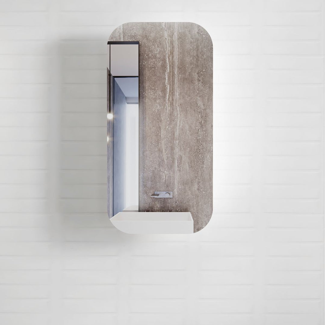 Newport 900x450 Shaving Cabinet — Matte White