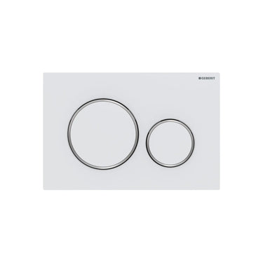 Geberit Sigma20 Flush Plate – Matt White Plate with Chrome Trim - Nuvio - 115.882.KJ.1 - Toilet Button