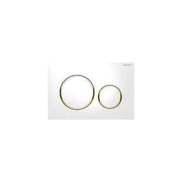 Geberit Sigma20 Flush Plate – White Finish, Gold Trim - Nuvio - 115.882.KK.1 - Toilet Button