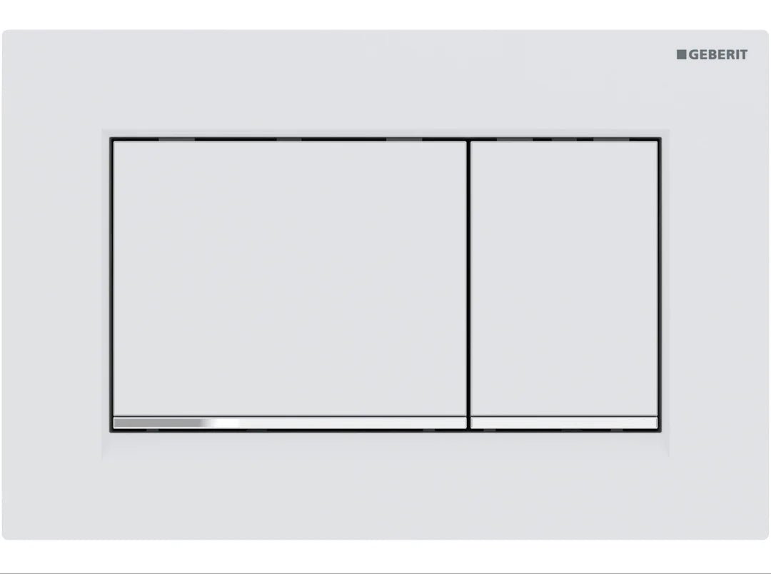 Geberit Sigma30 Flush Plate - Matte White Finish, Chrome Trim — Default Title