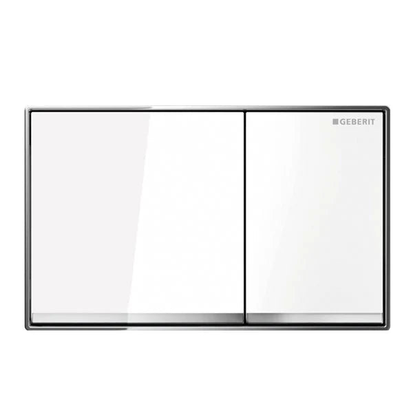 Geberit Sigma60 Dual Flush Plate – White Glass Finish, Chrome Trim — Default Title