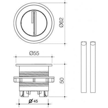 Gunmetal Round Toilet Button - Nuvio - CBA - BR - GM - Toilet Button