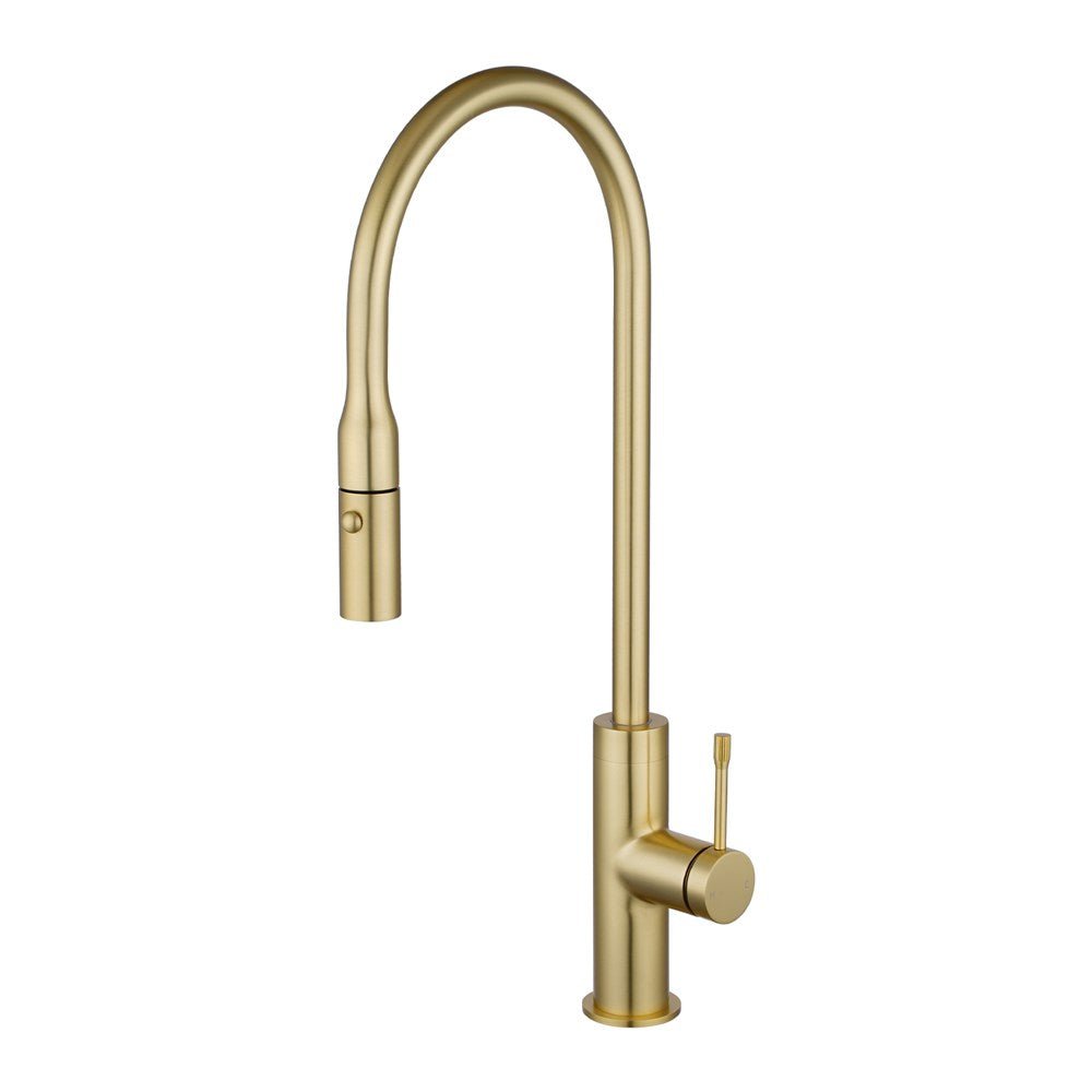 Light Brushed Brass Pull Out Kitchen Mixer — Default Title