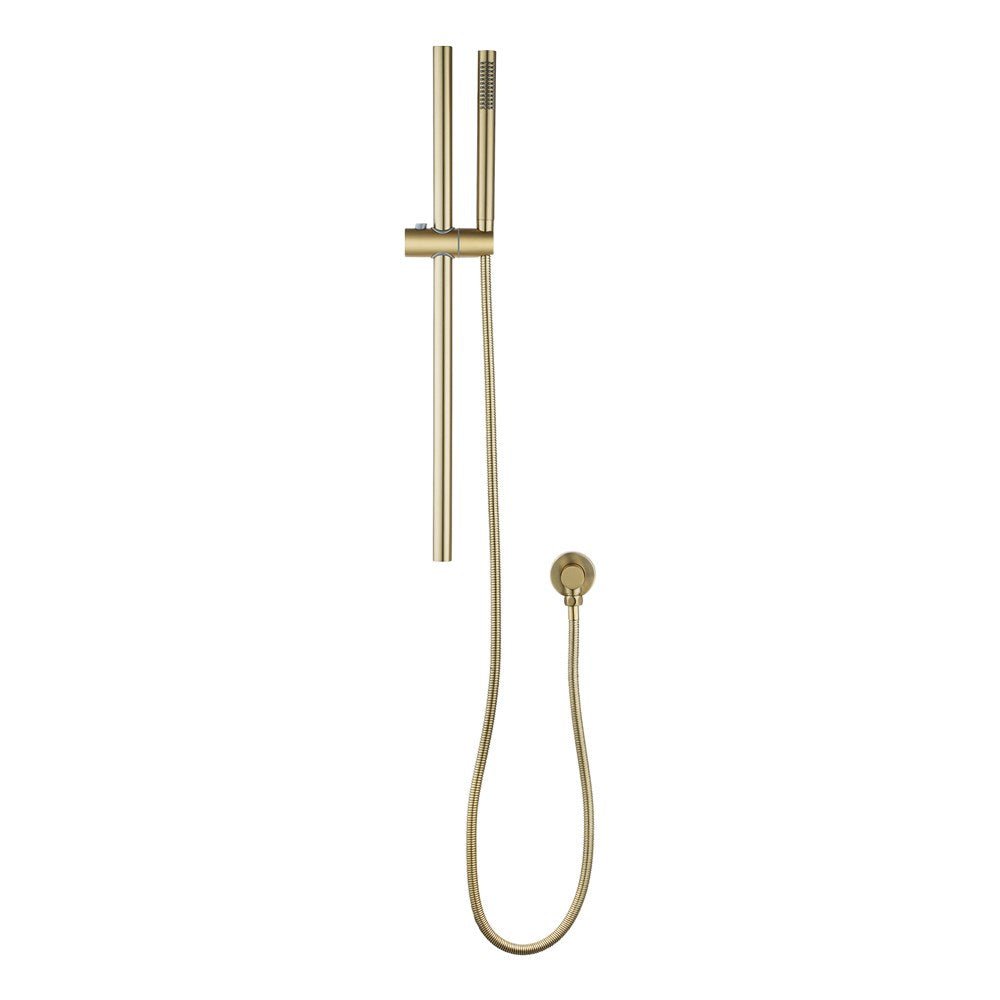 Light Brushed Brass Shower Rail with Handheld Shower — Default Title