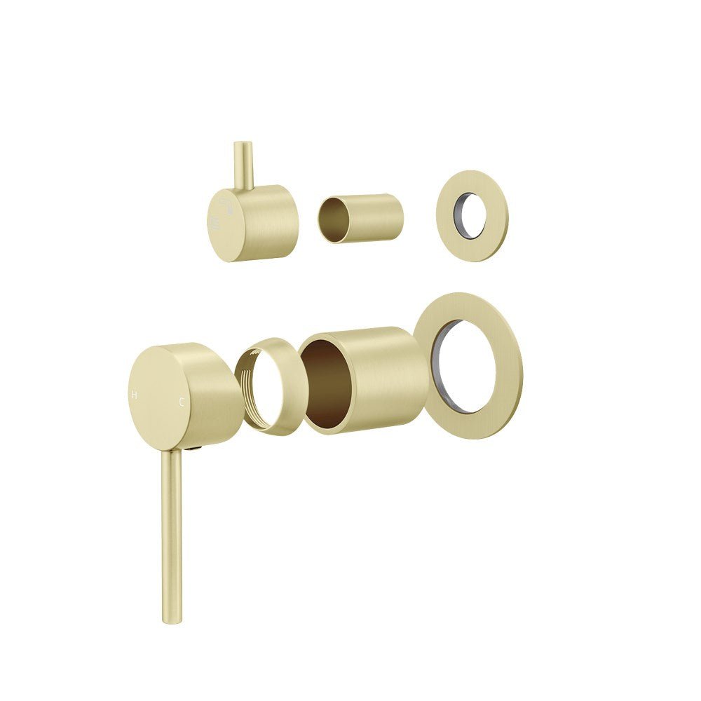 LUCID PIN Series Light Brushed Brass Diverter Mixer Trim Kit With Separate Cover Plate (match CLPD) — Default Title