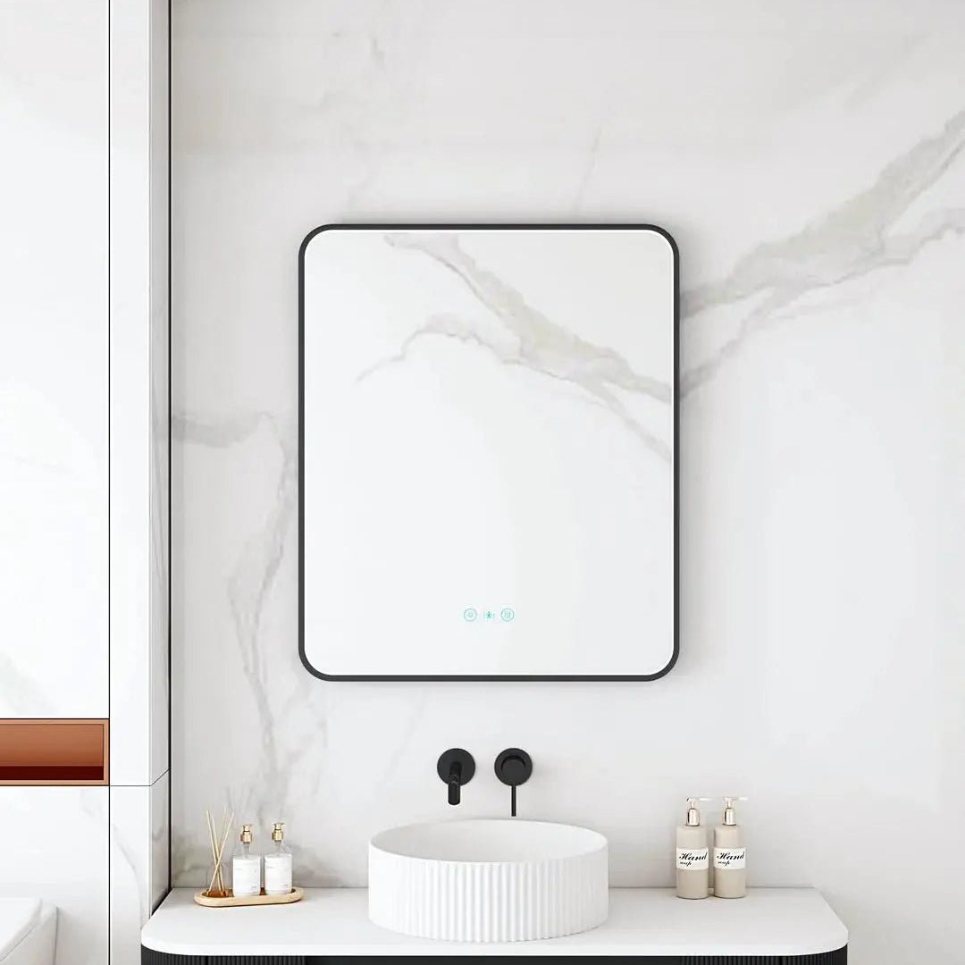 Maia LED Rectangular Mirror 600*750*45mm with Metal Frame — Matte Black
