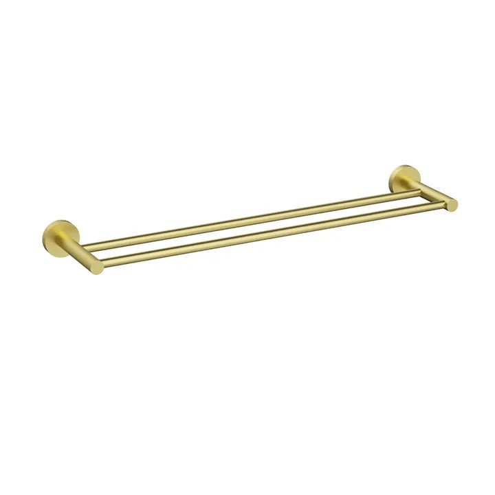 Otus Slimline Double Towel Rail 600mm — Brushed Gold