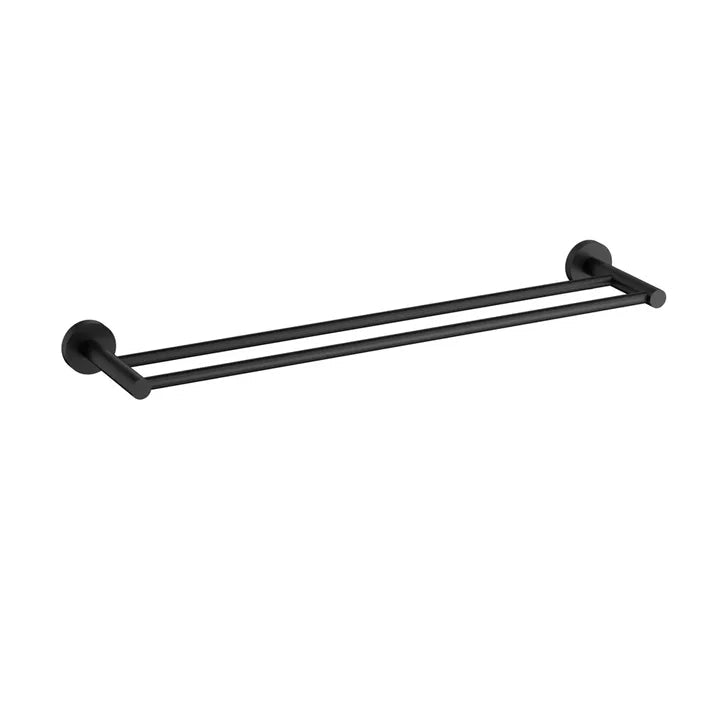 Otus Slimline Double Towel Rail 600mm — Matte Black