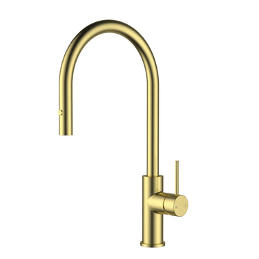 Otus Slimline SS304 Pull - Out Sink Mixer Gooseneck - Brushed Gold - Nuvio - PLC1016SS-BG - Sink Mixer