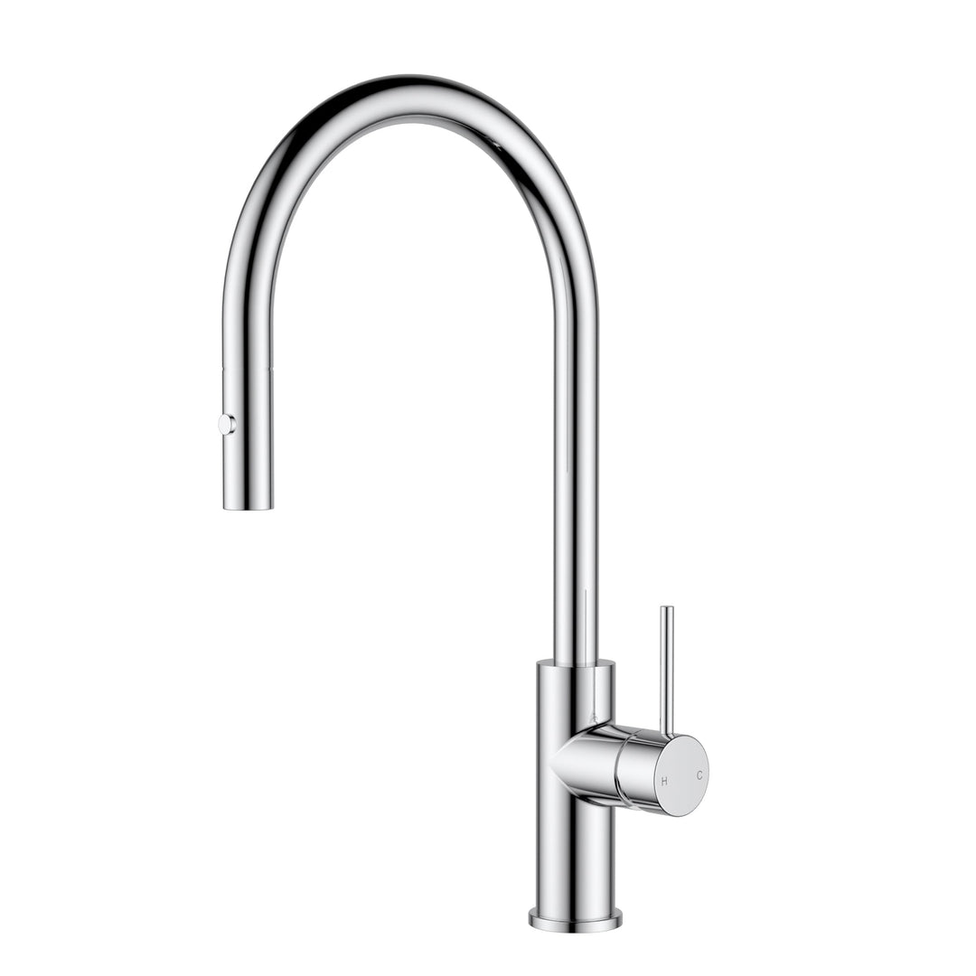 Otus Slimline SS304 Pull-Out Sink Mixer Gooseneck — Chrome