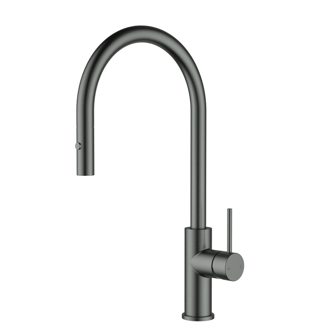 Otus Slimline SS304 Pull-Out Sink Mixer Gooseneck — Gunmetal