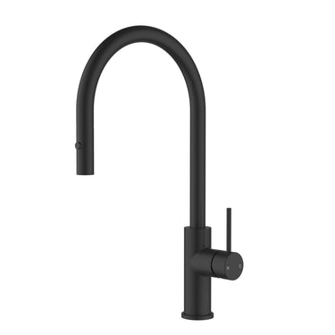 Otus Slimline SS304 Pull - Out Sink Mixer Gooseneck - Matt Black - Nuvio - PLC1016SS-MB - Sink Mixer