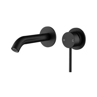 Otus Slimline Wall Basin Mixer Separate Back Plate Trim Kit -Matte Black- Nuvio-PLC3004SS-TK-MB-Basin Mixer